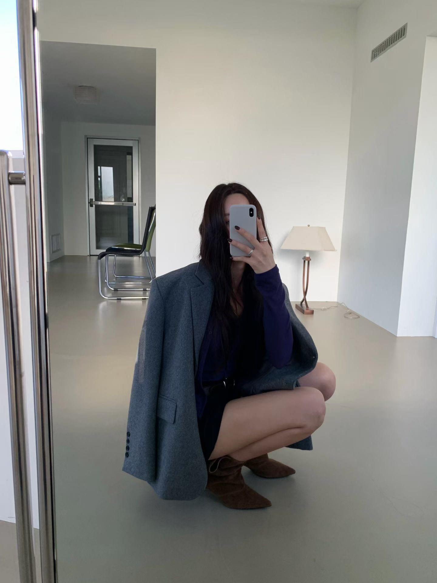 假兩件繞脖排扣上衣